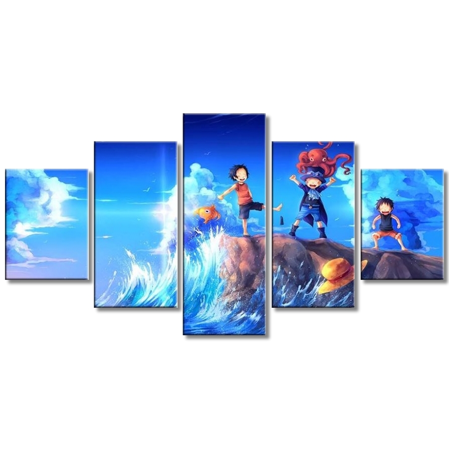 tableau toile one piece 5 parties frères luffy sabo ace 3