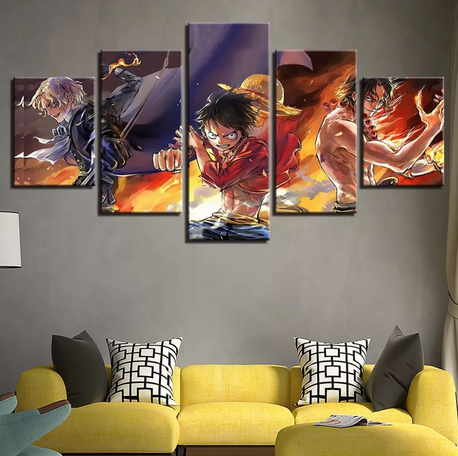 tableau toile one piece 5 parties luffy ace sabo 1