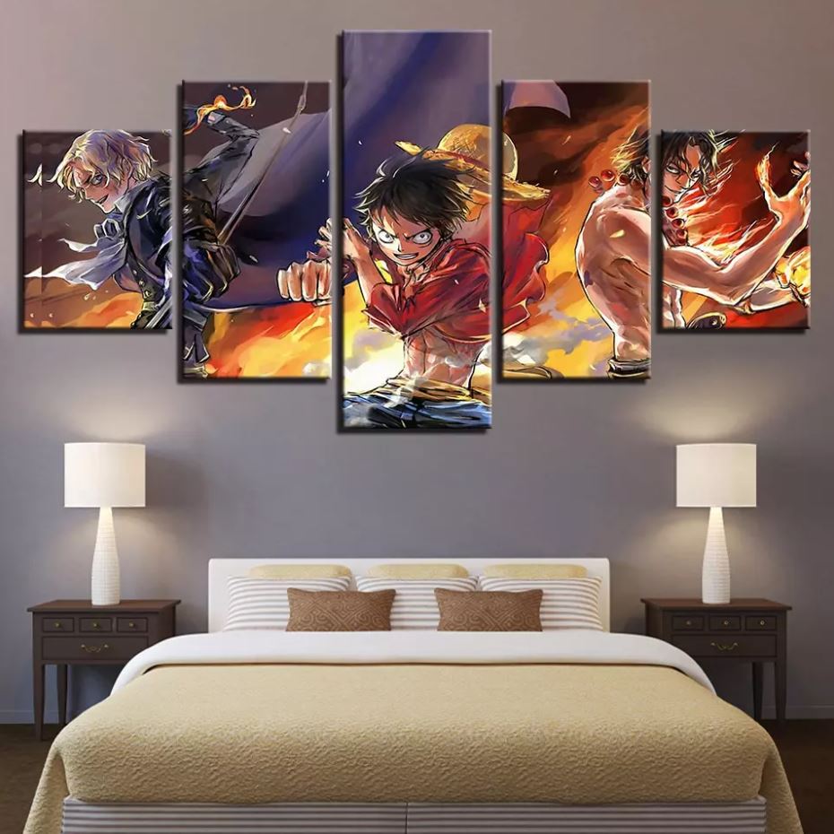 tableau toile one piece 5 parties luffy ace sabo 2