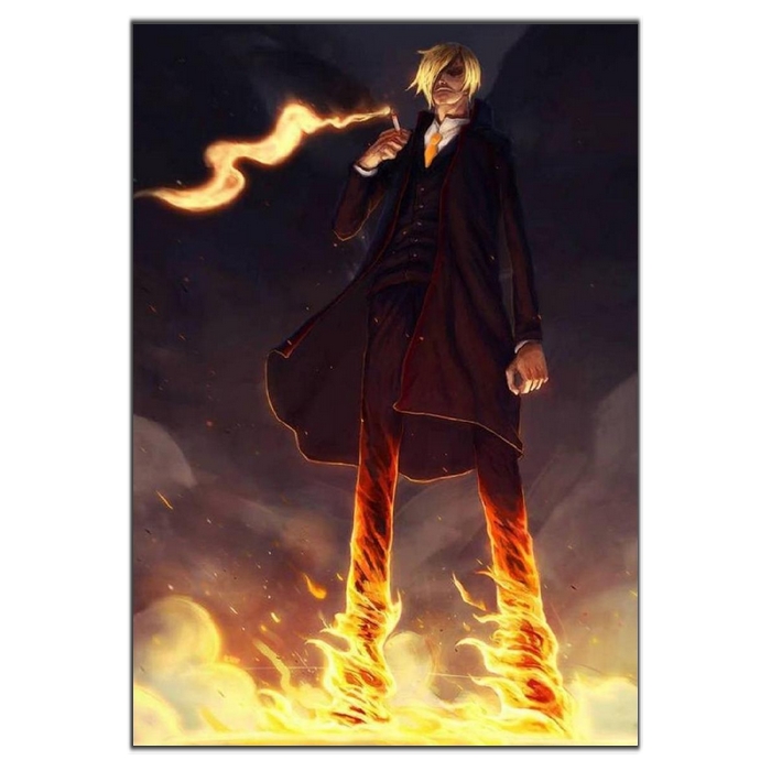 tableau toile one piece vinsmoke sanji fire 3