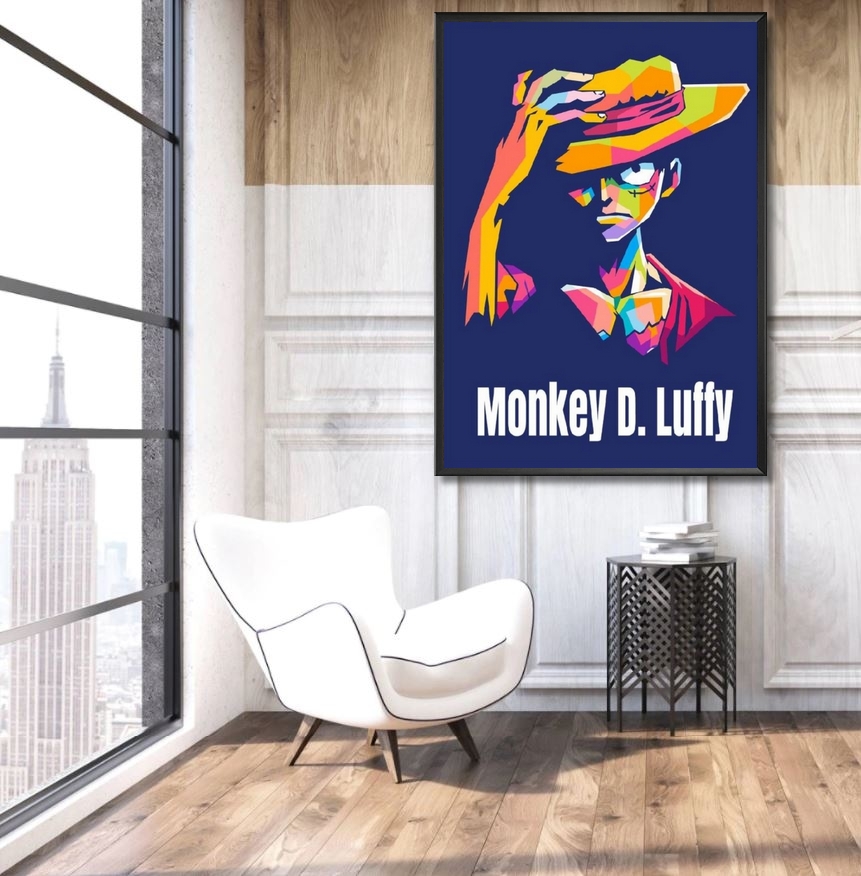 tableau toile one piece monkey luffy color blue 5