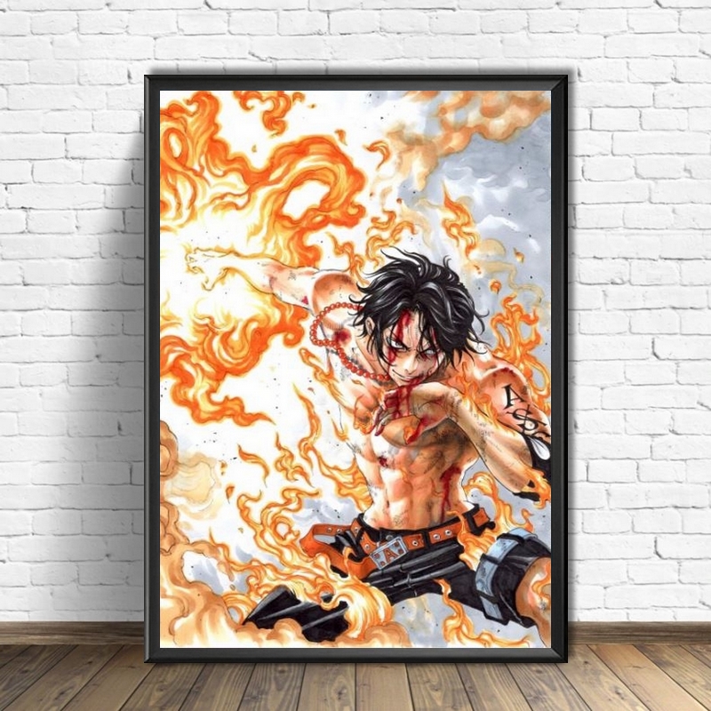 tableau toile one piece ace poings ardents 4