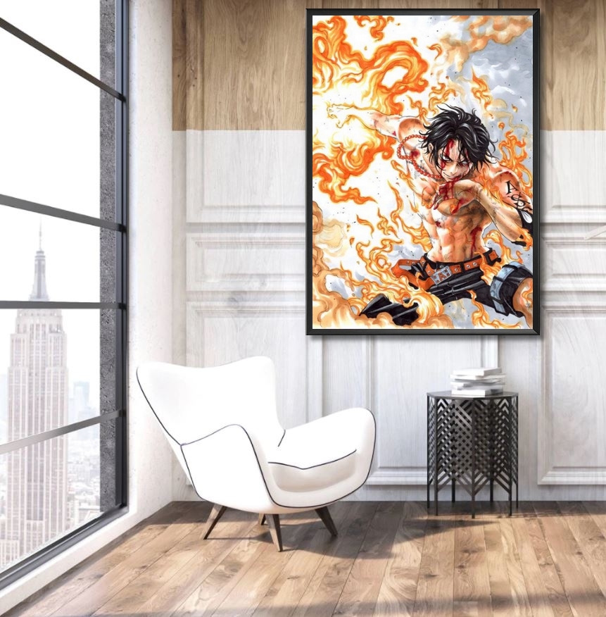 tableau toile one piece ace poings ardents 5