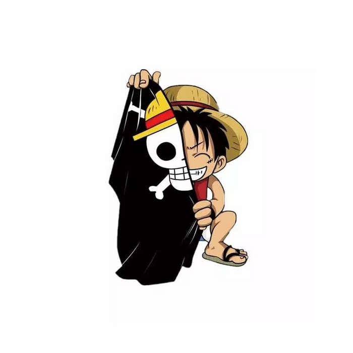 Autocollant One Piece Luffy Drapeau