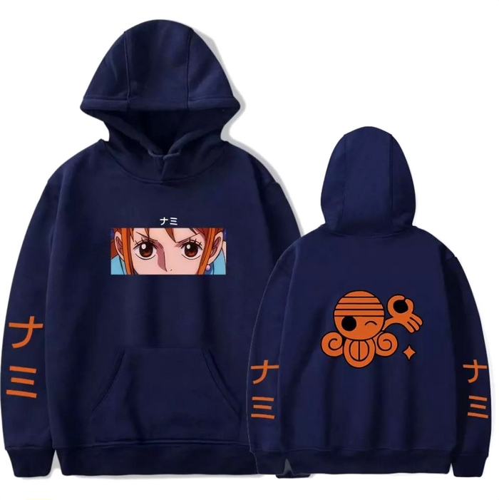 sweatshirt one piece pirate nami bleu