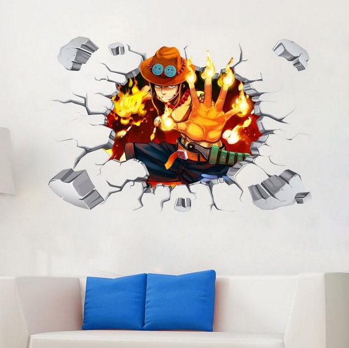 sticker mural one piece portgas ace wall