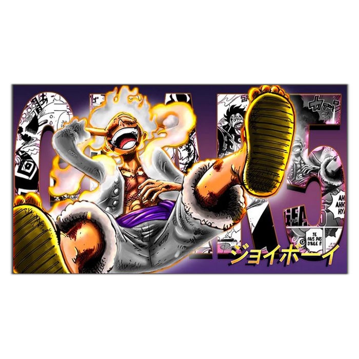 tableau toile one piece monkey luffy gear 5 blanc noir 3