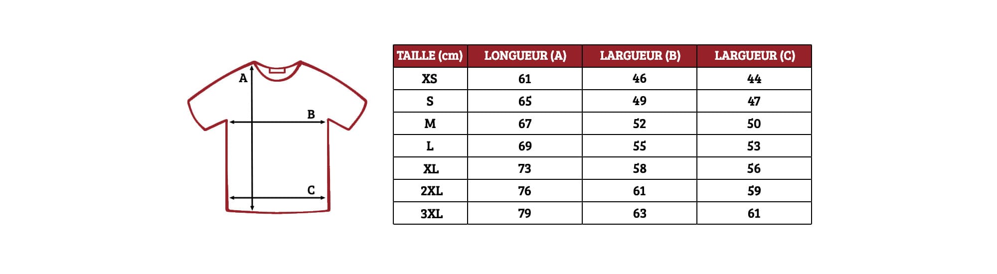 la boutique one piece guide des tailles tshirt