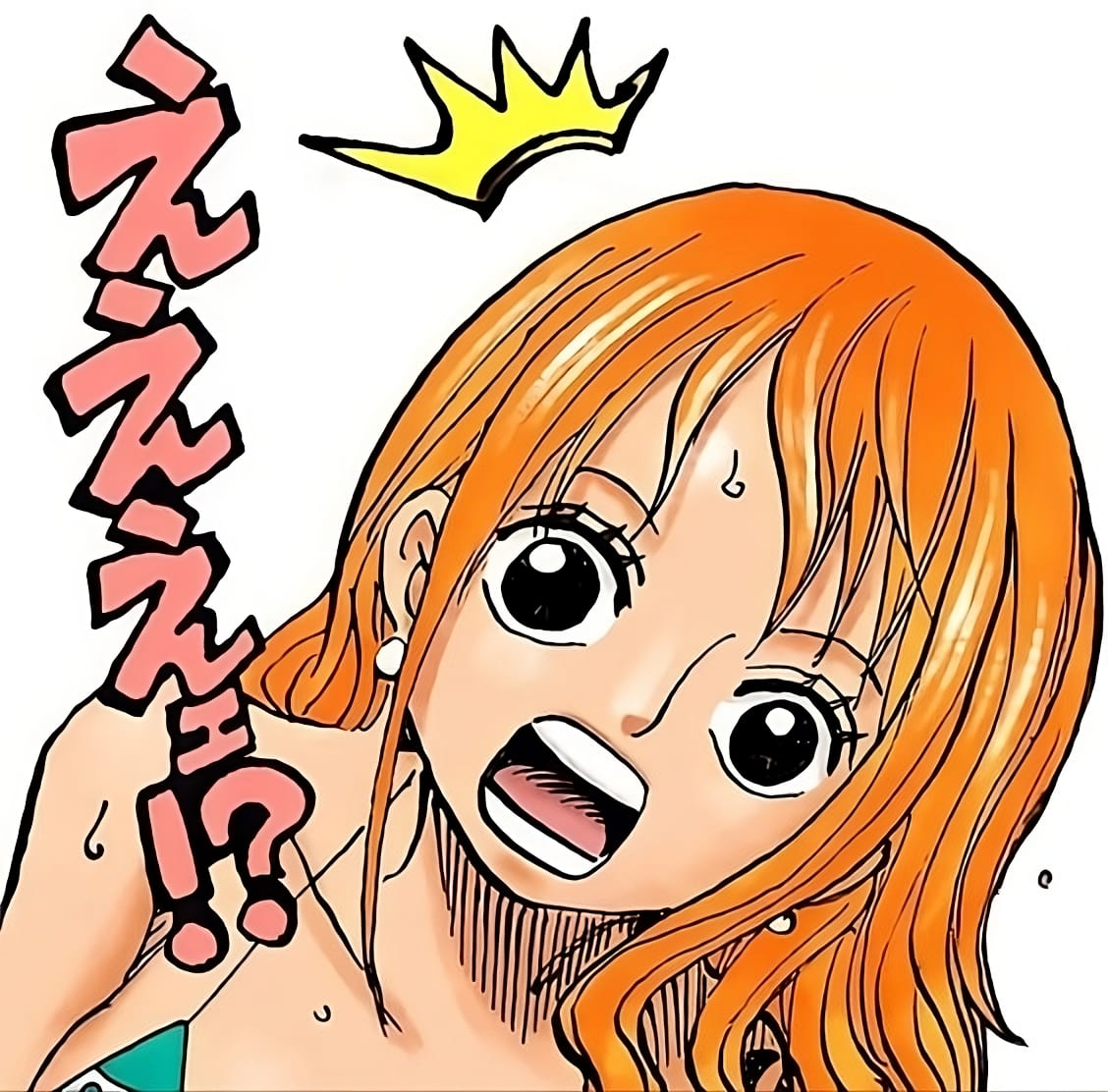 nami surprise avec ses longs cheveux orange dans one piece