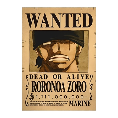 affiche wanted one piece roronoa zoro wano
