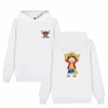 sweatshirt hoodie one piece monkey luffy blanc