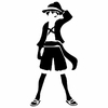 autocollant one piece monkey luffy shadow noir