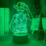 lampe 3d one piece luffy strawhat vert