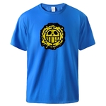t shirt one piece trafalgar law logo bleu