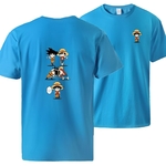 t shirt one piece luffy goku fusion bleu clair