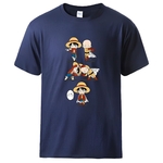 t shirt one piece luffy saitama fusion bleu marine
