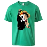 t shirt one piece monkey luffy flag vert