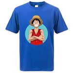 t shirt one piece monkey luffy stand bleu