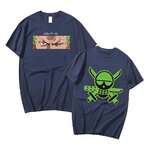 t shirt one piece pirate roronoa zoro bleu marine