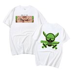 t shirt one piece pirate roronoa zoro blanc