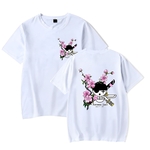 t shirt one piece zoro cherry tree flower blanc