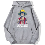 sweatshirt hoodie one piece luffy want you gris