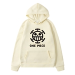 sweatshirt hoodie one piece traflagar law logo beige