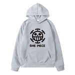 sweatshirt hoodie one piece traflagar law logo grey
