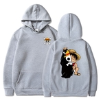 sweatshirt one piece monkey luffy flag grey