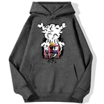 sweatshirt hoodie one piece monkey luffy gear gris fonce