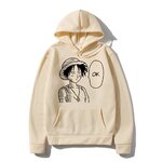 sweatshirt hoodie one piece luffy ok beige
