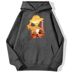 sweatshirt hoodie one piece luffy paysage gris fonce