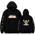 sweatshirt one piece pirate luffy noir