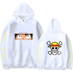 sweatshirt one piece pirate luffy blanc