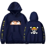 sweatshirt one piece pirate luffy bleu