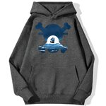 sweatshirt hoodie one piece skull merry gris fonce