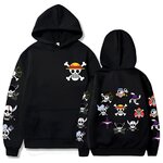 sweatshirt one piece skull strawhat black