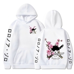 sweatshirt one piece roronoa zoro cherry tree blanc