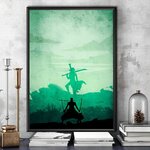 tableau toile one piece landscape roronoa zoro dracule mihawk 1