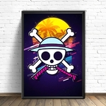 tableau toile one piece logo sunset 1