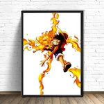 tableau toile one piece monkey luffy fire 1