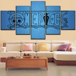 tableau toile one piece 5 parties logo bleu 2