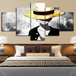 tableau toile one piece 5 parties luffy chapeau paille 1