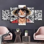 tableau toile one piece 5 parties manga monkey luffy 1