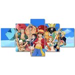 tableau toile one piece 5 parties mugiwara bleu 3