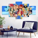 tableau toile one piece 5 parties mugiwara bleu 1