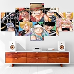 tableau toile 5 parties one piece onigashima war 1