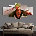 tableau toile one piece 5 parties roronoa zoro paint 2