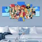 tableau toile one piece 5 parties mugiwara bleu 2