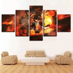 tableau toile one piece 5 parties portgas ace flammes 1